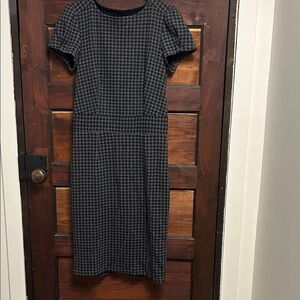 Black & grey houndstooth fitted dress by Montreal designer Size Medium